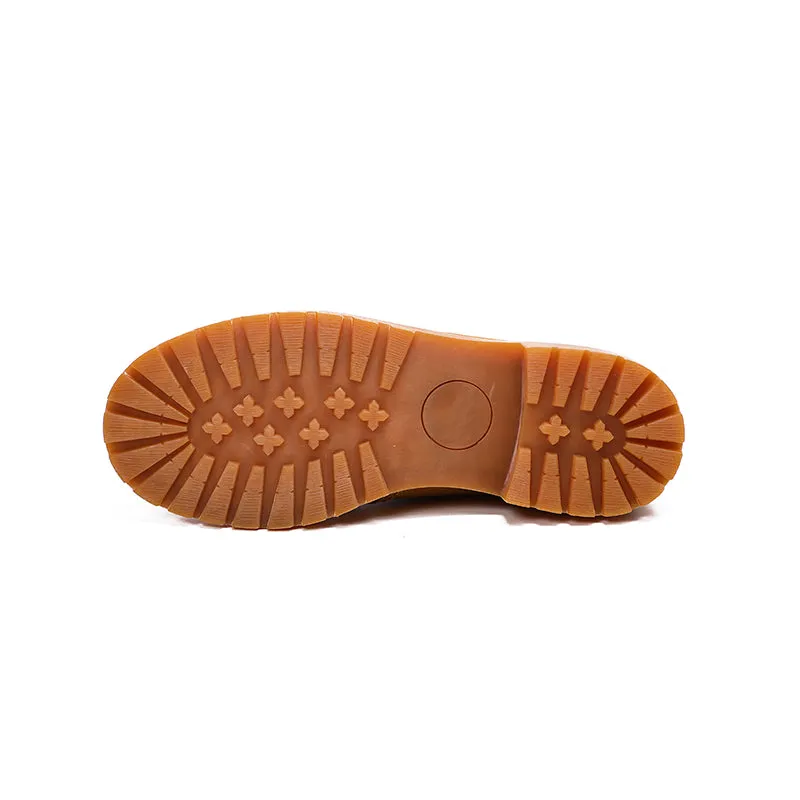 Oxford Button Up Women's Handmade High Lace-up Boot in Nubuck Calfskin in Light Tan