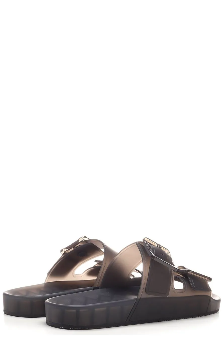 Balenciaga Mallorca Buckled Strap Slides Low Wedge Heeled Sandals