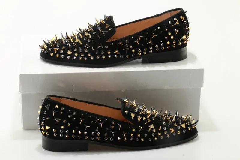 Loafers With Skirt Tusani Luxury Gold Spiked Men Slip On Loafers