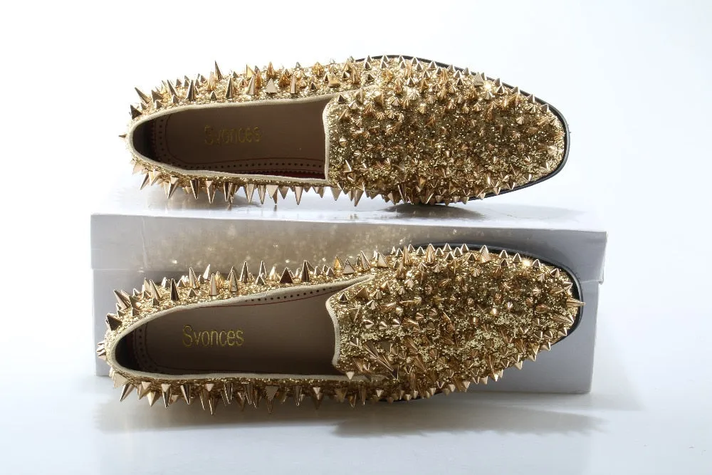Tabby Loafers Tusani Luxury Gold Spiked Men Slip On Loafers