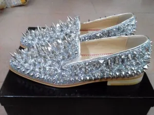 Light The Way Leather Loafers Tusani Luxury Gold Spiked Men Slip On Loafers