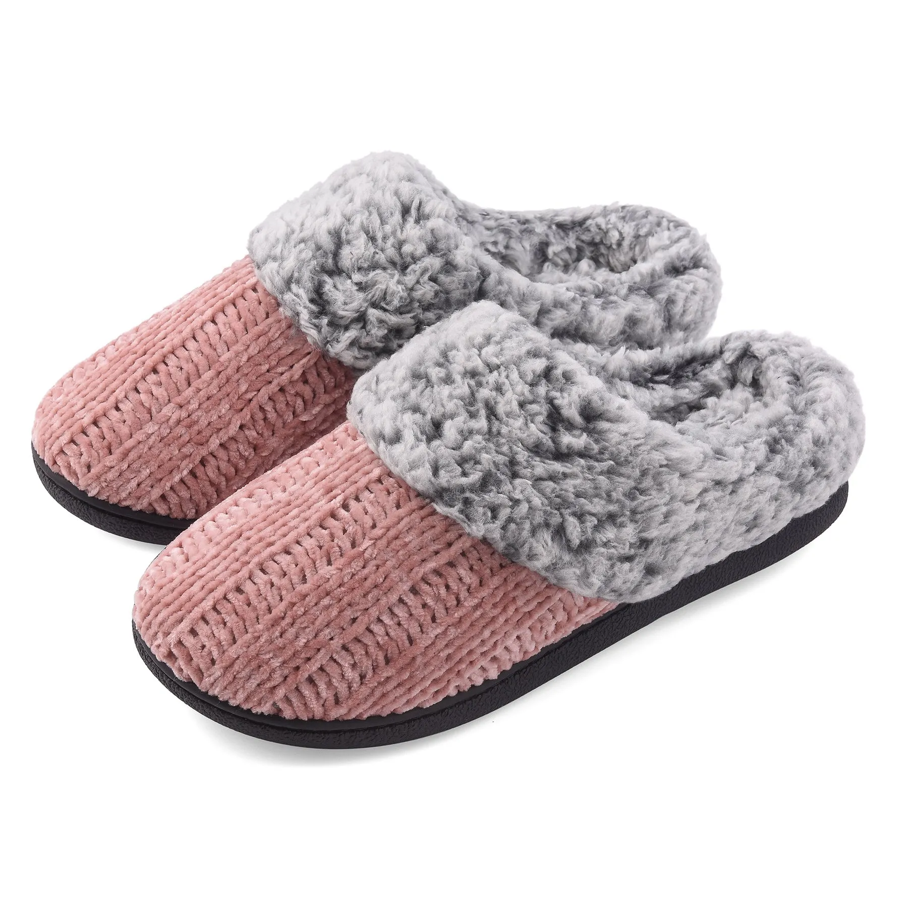 Puffer Slides VONMAY Women's Slippers Chenille Knit Slip-on Soft House Shoes Memory Foam Indoor Outdoor