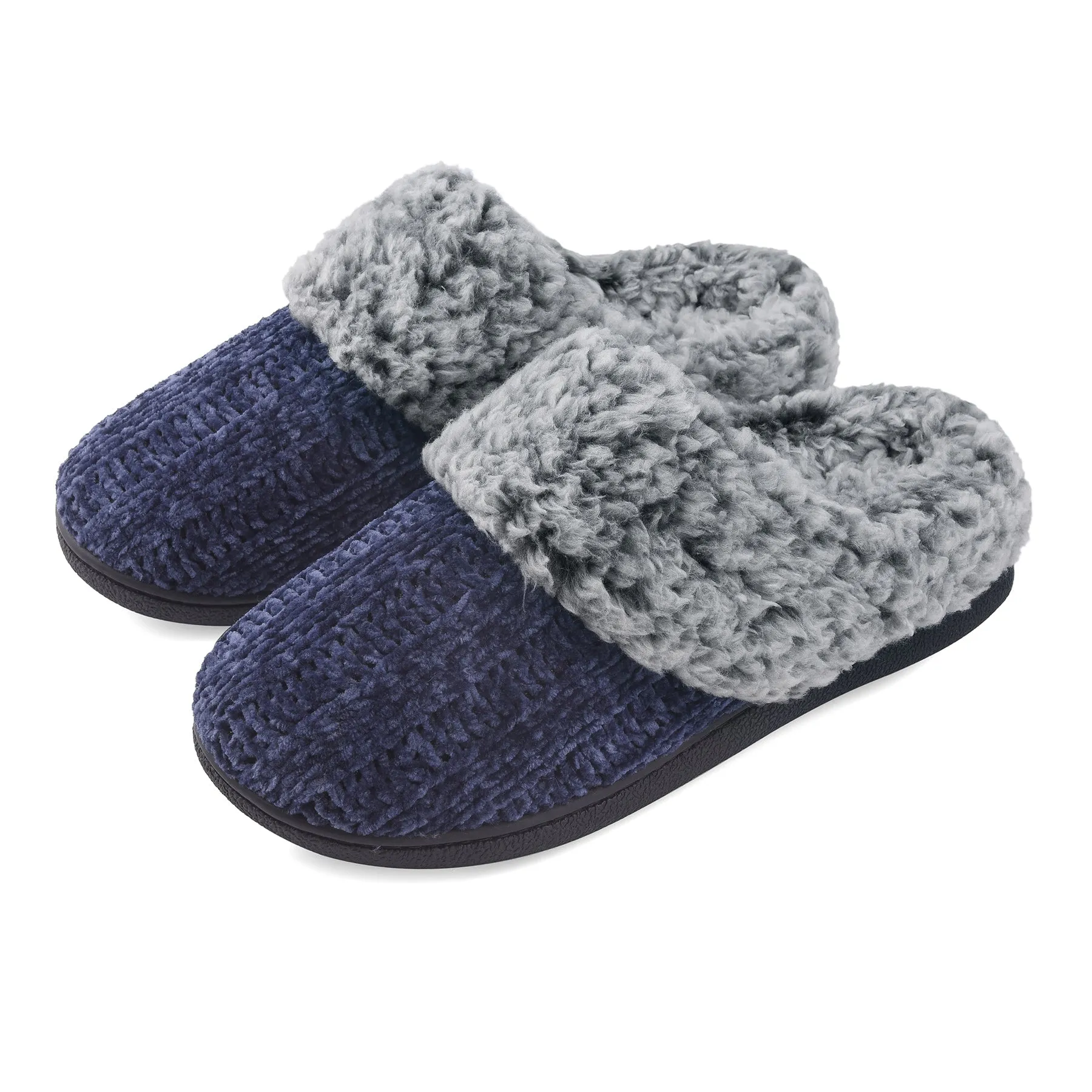 VONMAY Women's Slippers Chenille Knit Slip-on Soft House Shoes Memory Foam Indoor Outdoor Chunky Platform Slippers