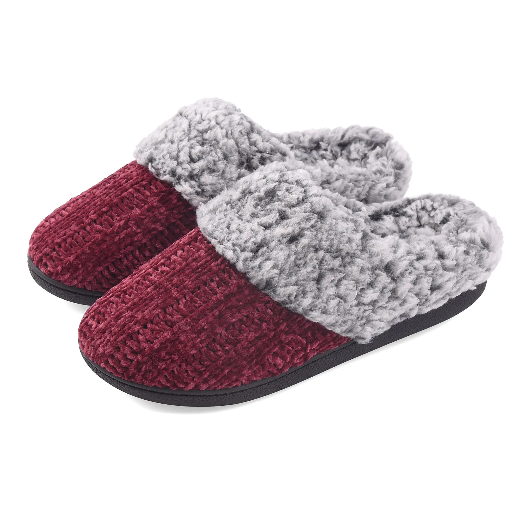 Tuxedo With Slippers VONMAY Women's Slippers Chenille Knit Slip-on Soft House Shoes Memory Foam Indoor Outdoor