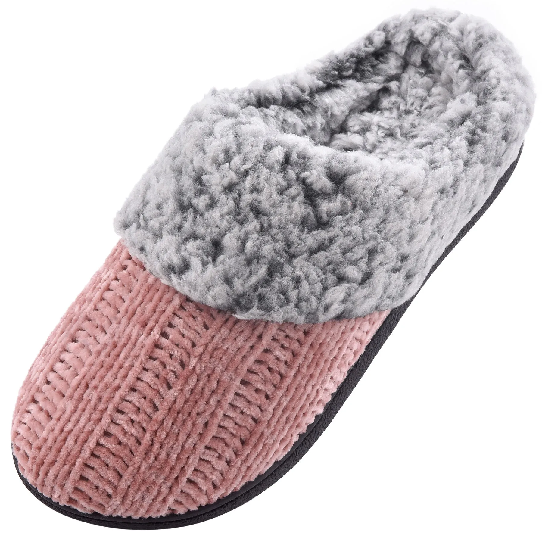 Draw Slippers VONMAY Women's Slippers Chenille Knit Slip-on Soft House Shoes Memory Foam Indoor Outdoor