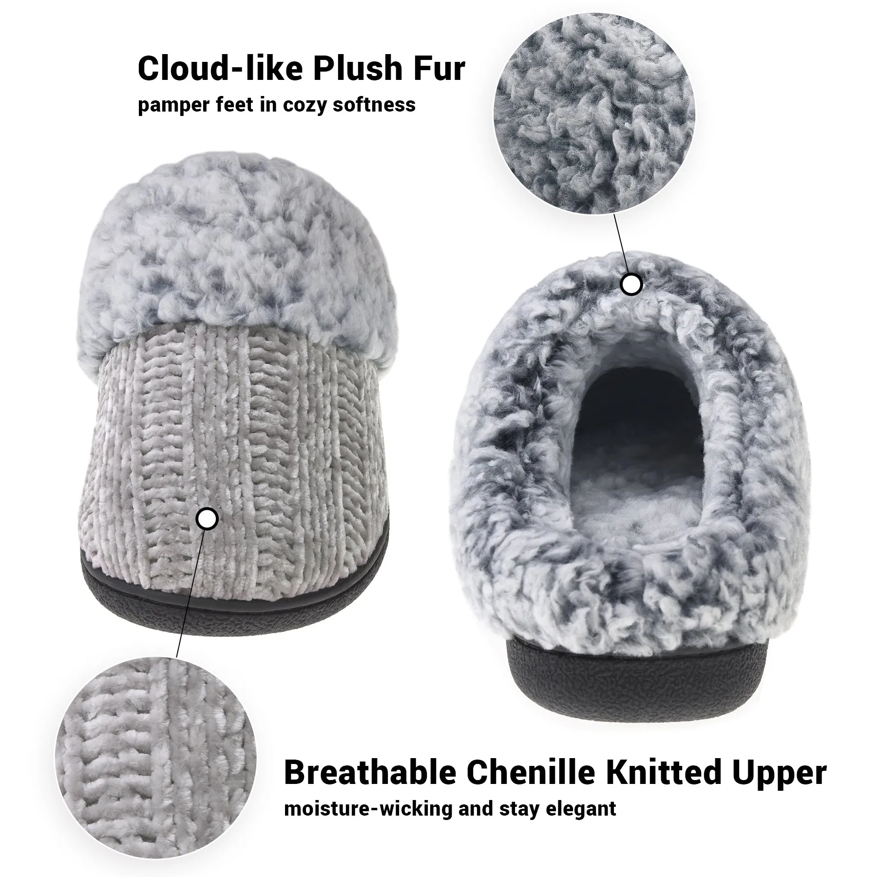 Vera Snoopy Slippers VONMAY Women's Slippers Chenille Knit Slip-on Soft House Shoes Memory Foam Indoor Outdoor