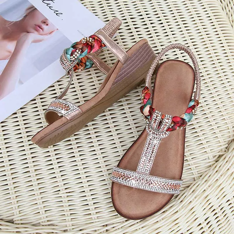 Women's Bohemia Beach Flat Sandals Pillow Arch Support Flip Flops