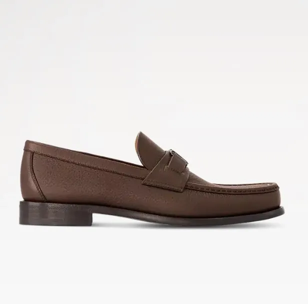 LV MAjor Loafer Grain Brown Ruched Loafers
