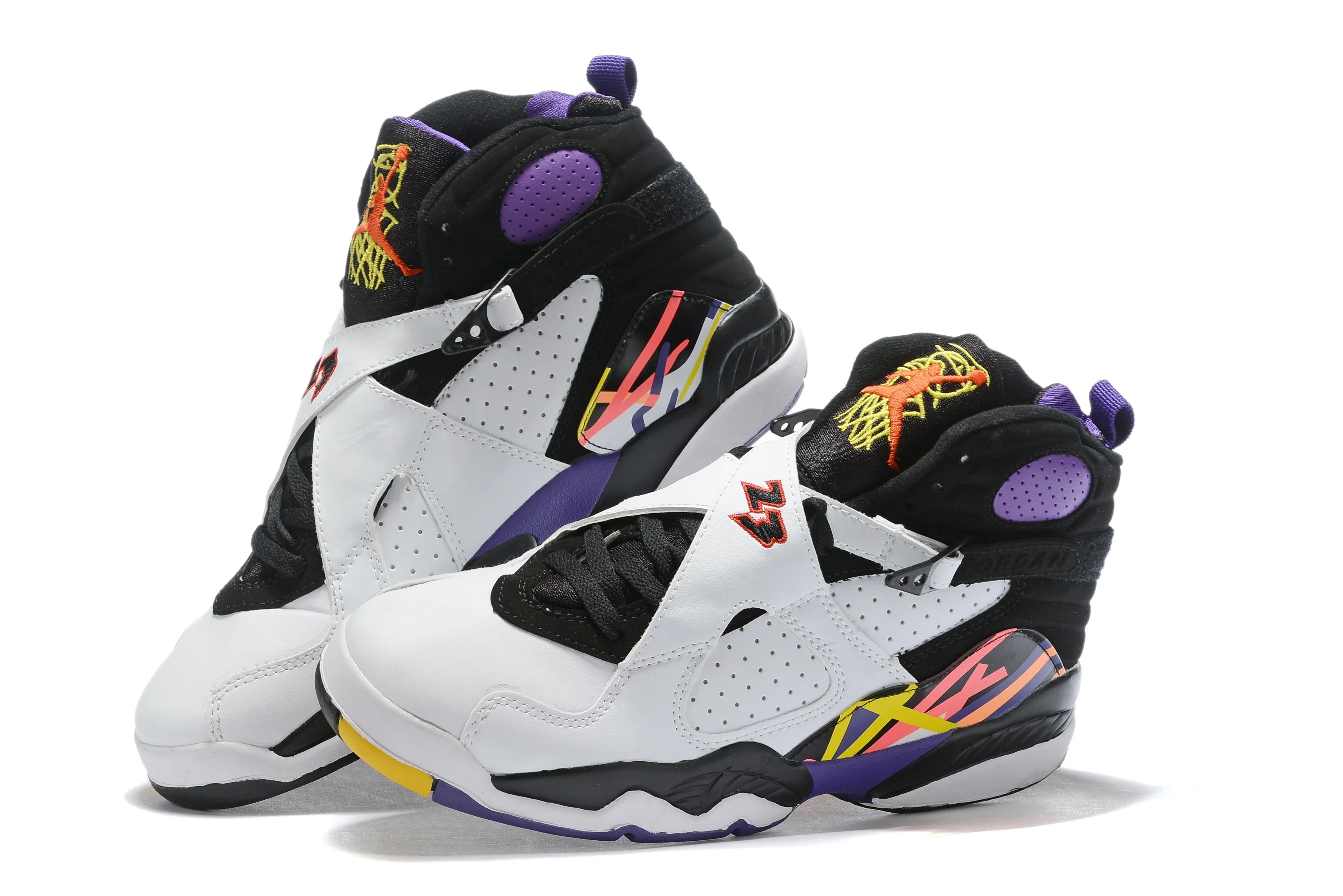 Nike Air Jordan 8 Retro 'Three-Peat' White Purple Black Sneaker Shoes Sale Men Size 8-13 Asics Gel Dedicate 8 Tennis Shoe