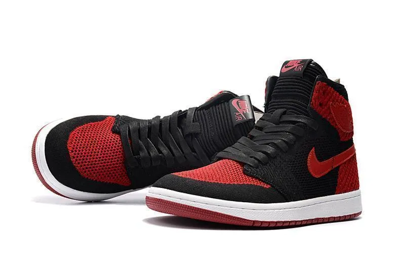 Nike Air Jordan 1 High Retro Flyknit Red Shoes Basketball Men !!! CYBER MONDAY SALE !!! Asics Upcourt 5 Badminton Shoes