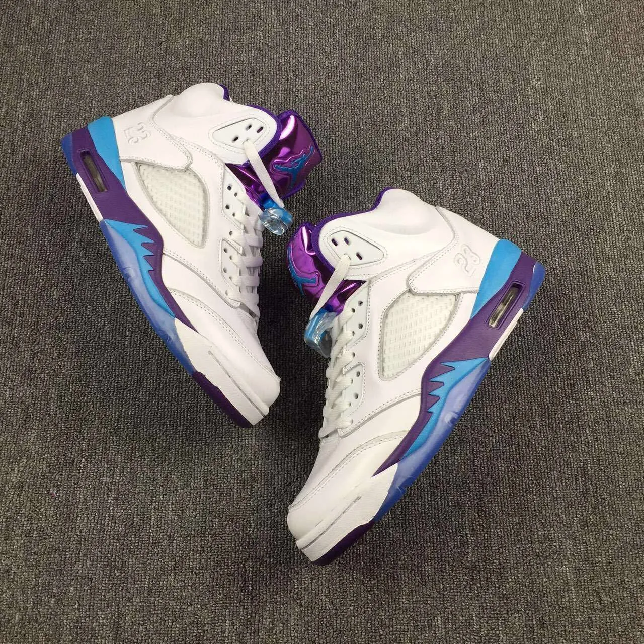 Nike Air Jordan 5 White Blue Purple Men Shoes Sale Size US 7, 8, 8.5, 9, 10, 11, 12, 13 Dave Schultz Wrestling Shoes Asics
