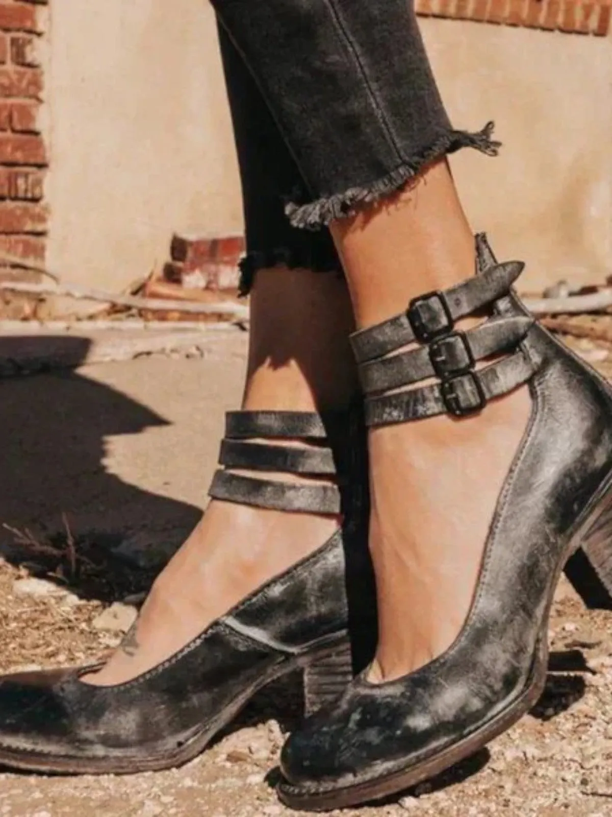 Flira Elegant Ankle Strap Pumps Comfort Footbed Memory Foam Footbed Sandals