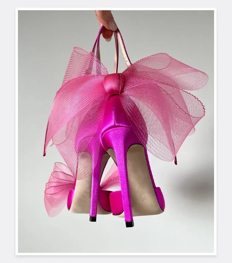 Big Butterfly-Knot Sandals High Heels Pumps Pointed Shoes Stiletto Shoe Crocs Slide Sandals