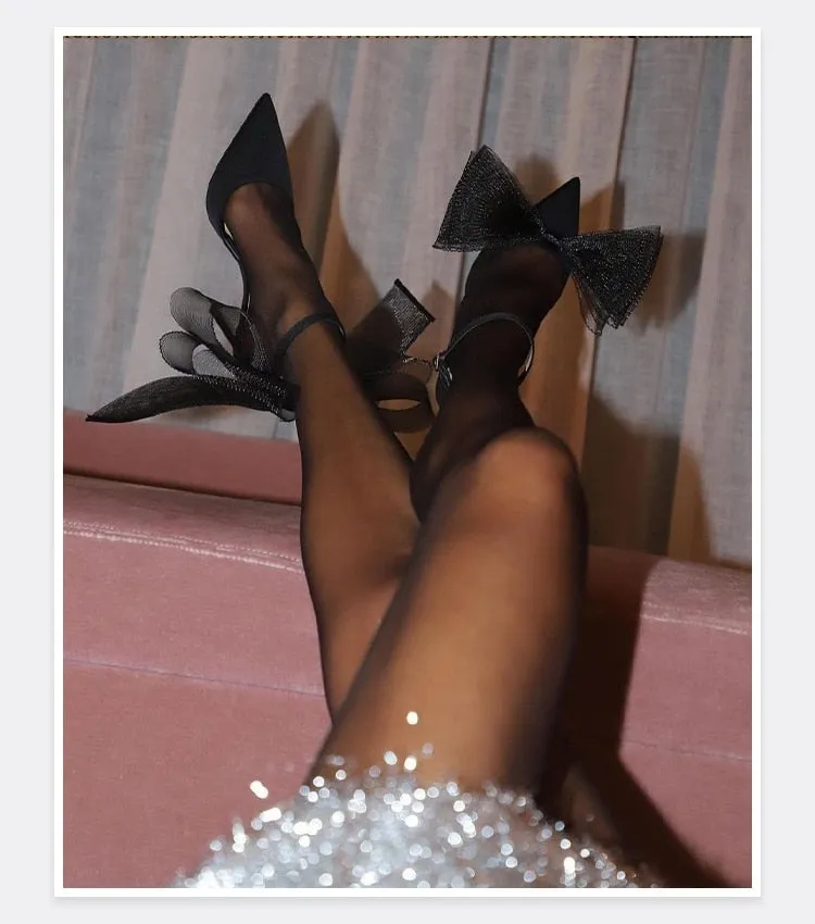 Best Walking Sandals Big Butterfly-Knot Sandals High Heels Pumps Pointed Shoes Stiletto Shoe