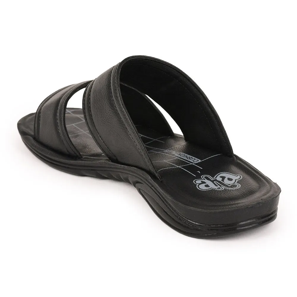 Back Open Slippers A-HA By Liberty GHD-50 Casual Black Slipper For Men
