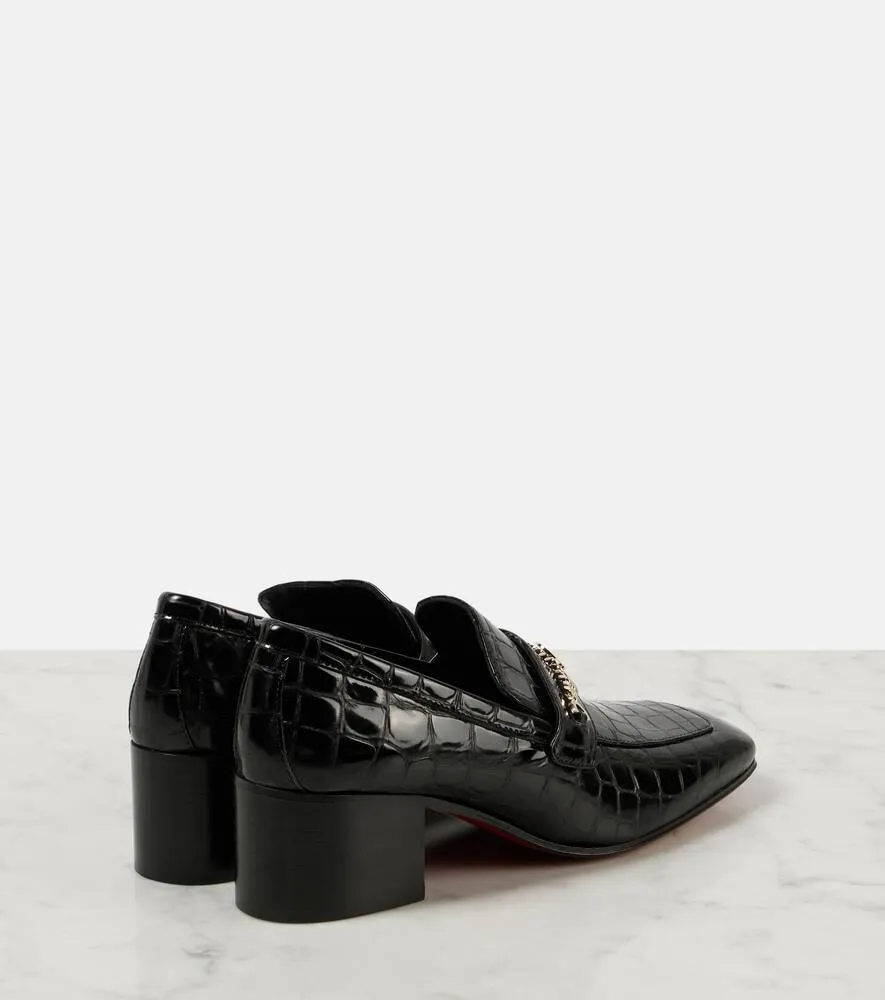 Christian Louboutin MJ Moc croc-effect leather loafers Ladies Leather Loafers
