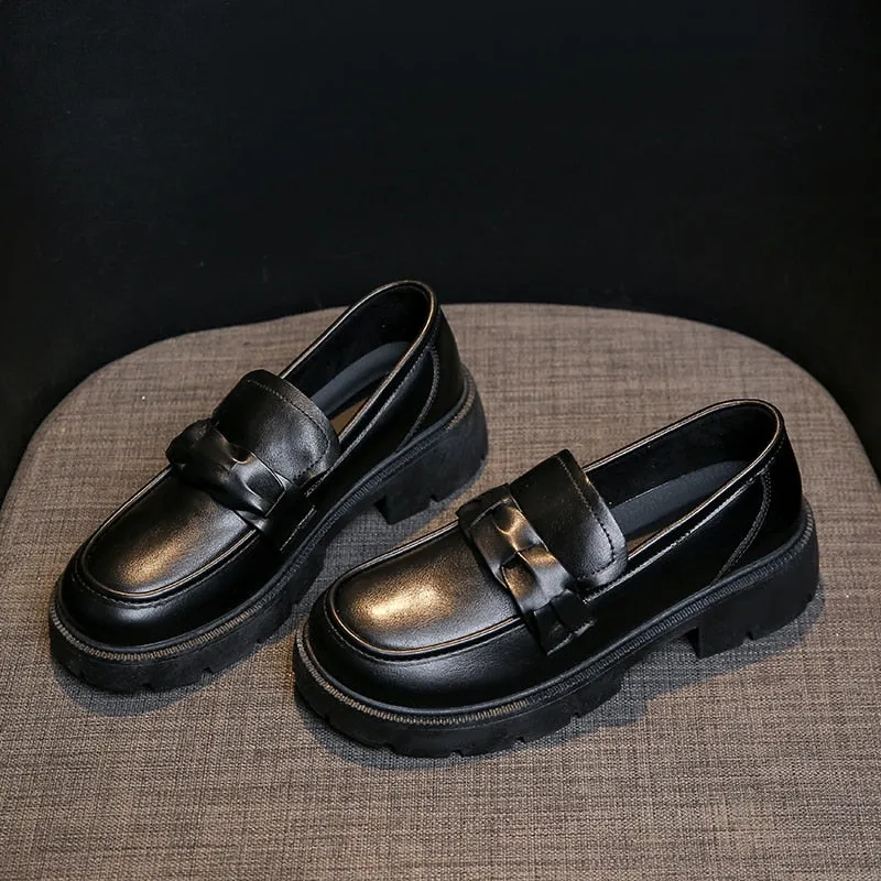 Women's Loafers Platform Slip on Shoes for Women 2023 Spring British Tassel Casual Flats Shoes Woman Black Patent Leather Suede Tassel Loafers