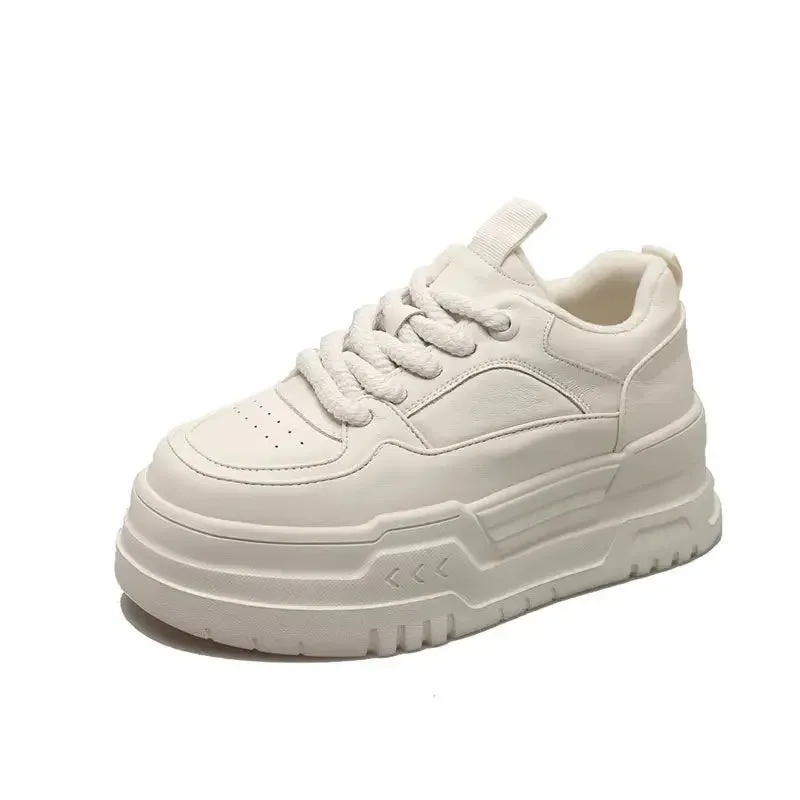 Wenkouban-Women's Sneaker Spring Autumn Platform Small White Shoes Round Head Trend Lace-up Fashion Casual Sport Shoes Heightening Tennis White Hoka Sneakers