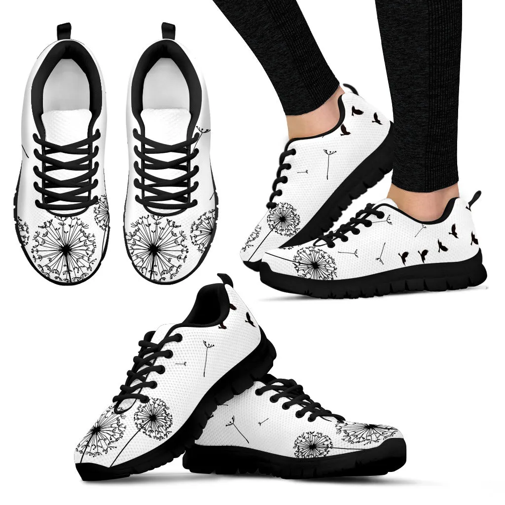 High Top Wedge Sneakers White Dandelion black Women's Athletic Sneakers