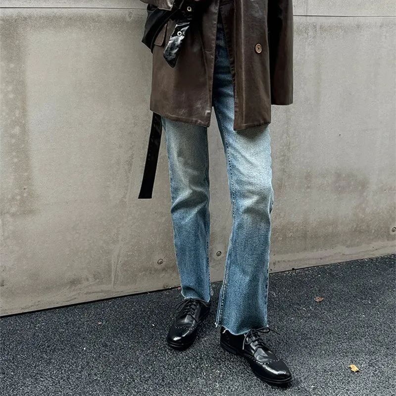 Oxford Shoes Chinos Wingtip Oxfords Women's Genuine Leather Lace Up Full Brogues Rivet-embellishment in Black/Brown