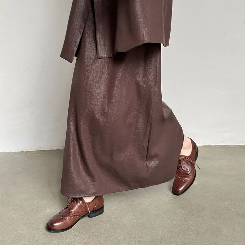 Doc Oxfords Wingtip Oxfords Women's Genuine Leather Lace Up Full Brogues Rivet-embellishment in Black/Brown