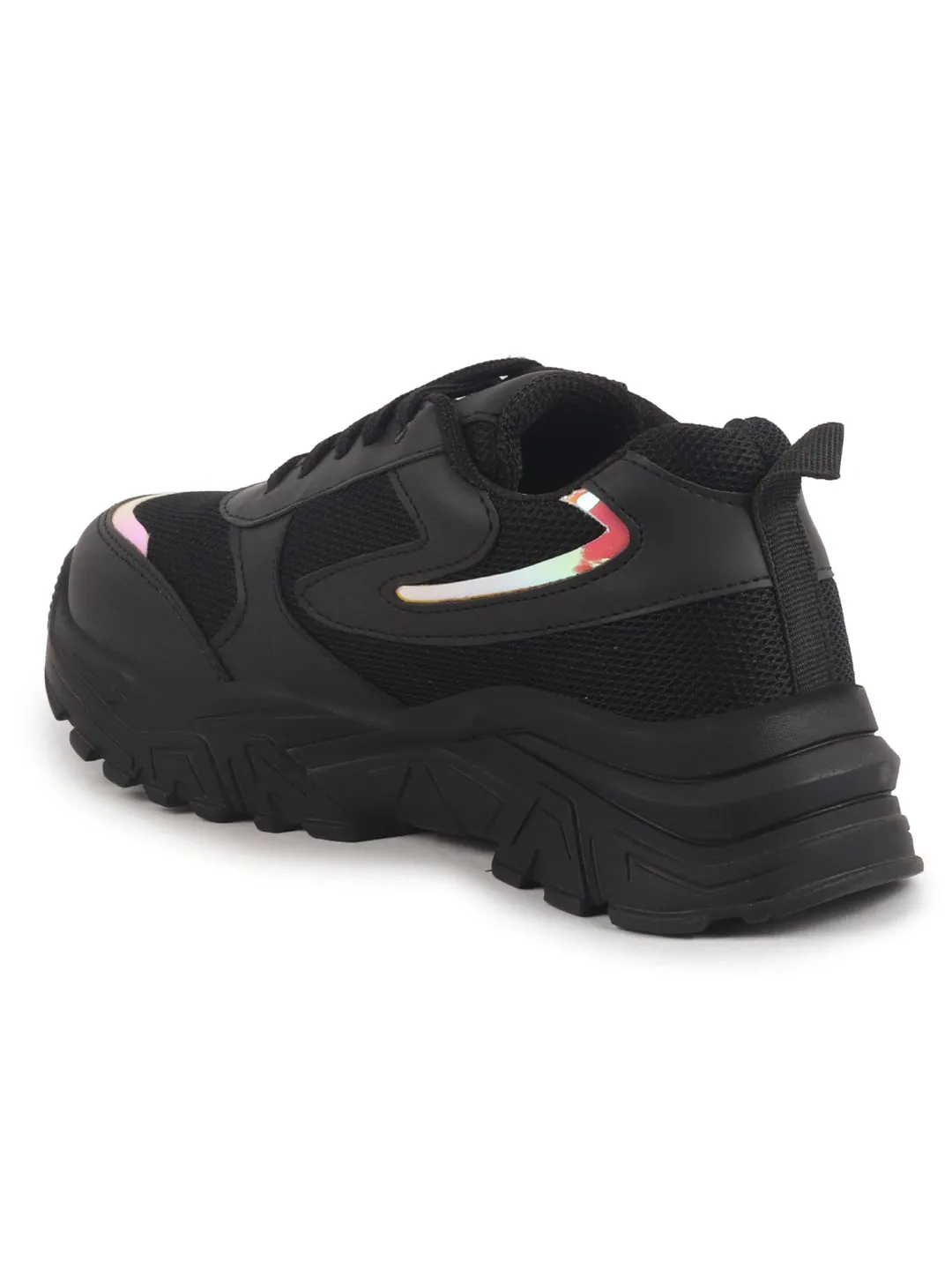 Sneakers Cafe Groton Women Breathable Chunky Sneakers Memory Cushioned Footbed Insole Comfortable Lace-Up Shoes