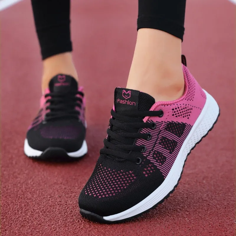 Women Casual Shoes Fashion Breathable Walking Mesh Lace Up Sneakers All Brands