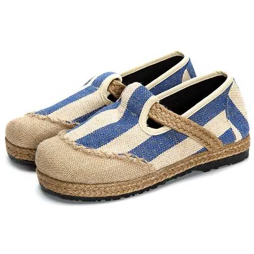 Santa Cruz Loafers Women Cloth Shoes Casual Flax Outdoor Flat Loafers