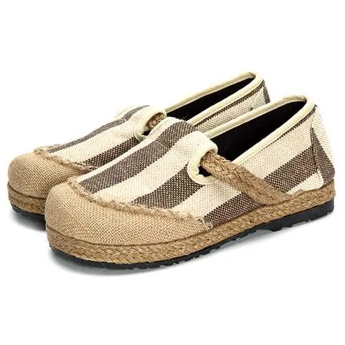 Loafers With Socks And Jeans Women Cloth Shoes Casual Flax Outdoor Flat Loafers