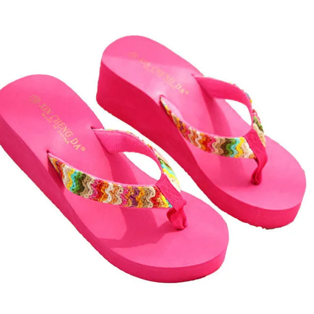 Women Fashion Summer Platform Wedges Flip Flops Shoes Slippers Female Home Soft Slippers Ladies Casual Beach Flip Flop 2017 Size 7 Flip Flops