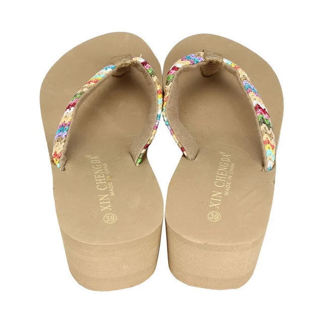 Women Fashion Summer Platform Wedges Flip Flops Shoes Slippers Female Home Soft Slippers Ladies Casual Beach Flip Flop 2017 Best Flip Flops For Long Walks