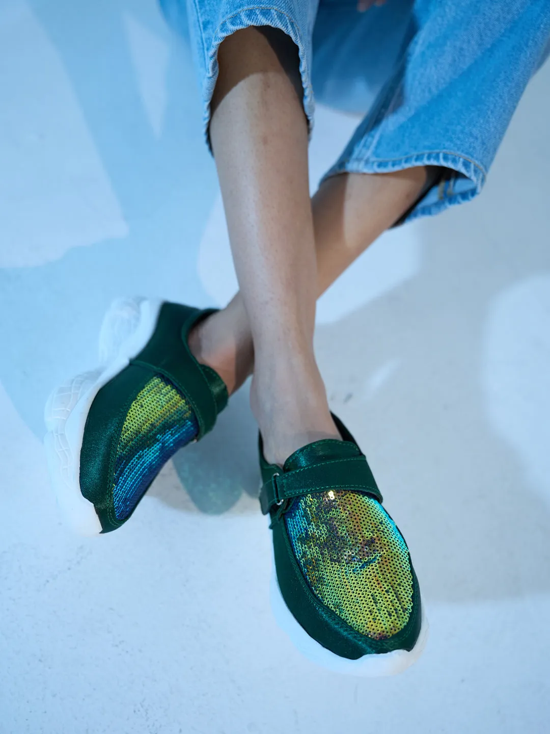 White Nursing Sneakers Women Green Stylish Slip On Sneakers