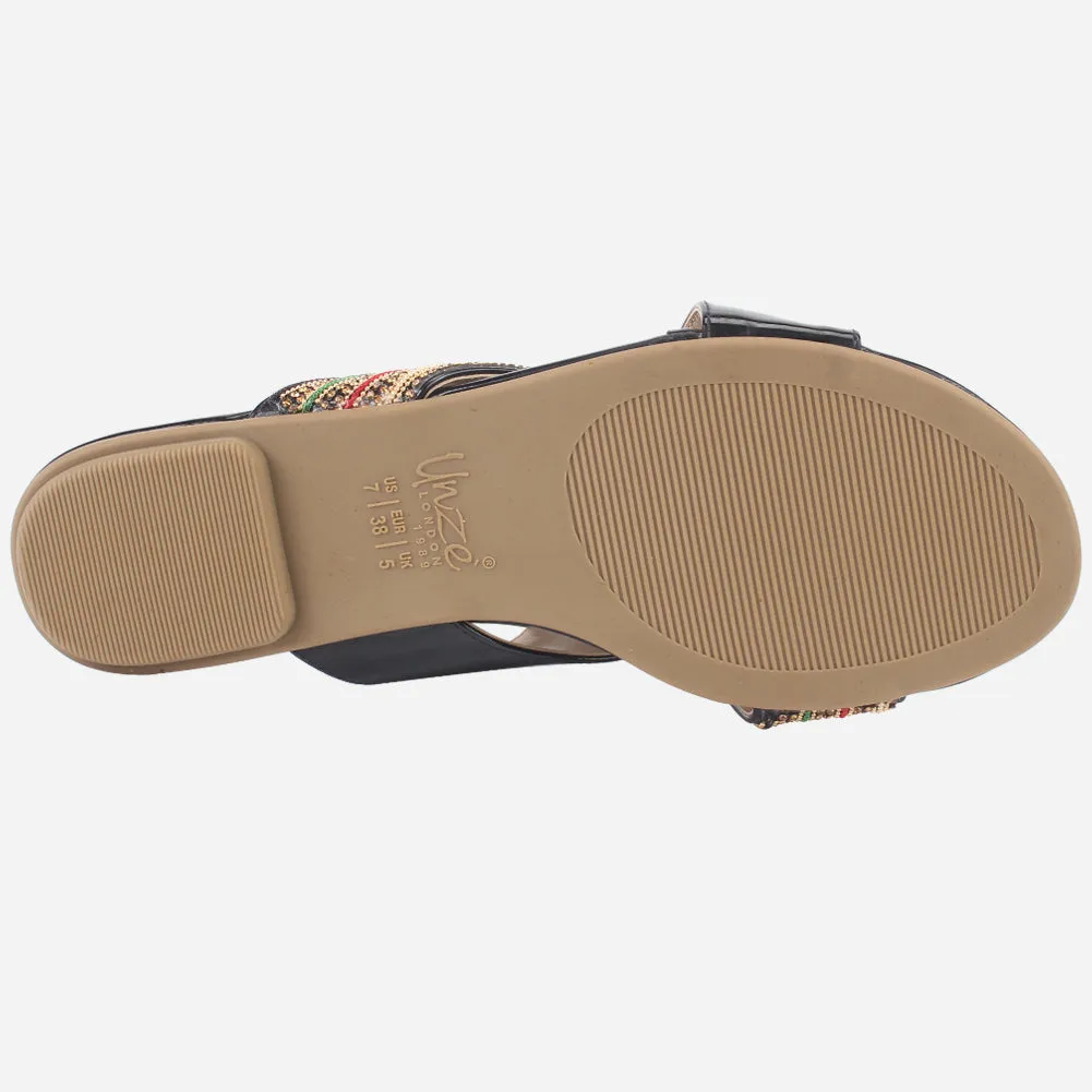 Dark Onyx Slides Women "BRIGITTA" Casual Flat Slippers