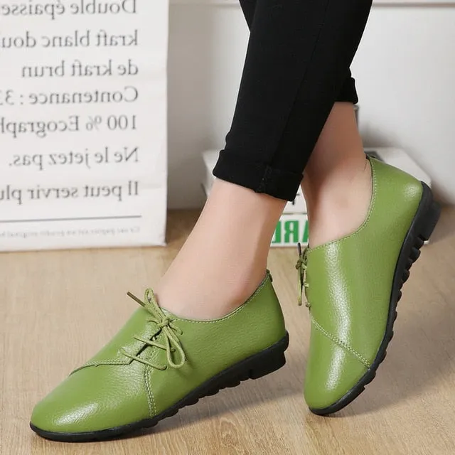 Women shoes 2019 new arrival spring lace-up pleated genuine leather flats shoes woman rubber party female shoes tenis feminino Florsheim Penny Loafers