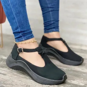 Loafers Memory Foam Women Shoes Platform Increase Casual Shoes Solid Color Round Toe Loafers