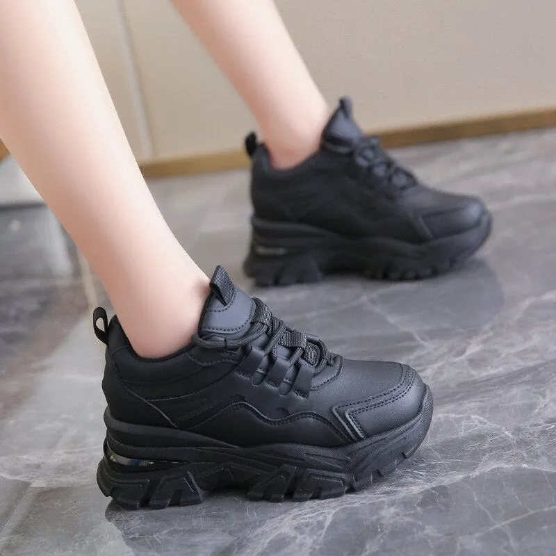 Women Sneakers Platform Sneakers Chunky Causal Shoes Leather Sports Shoes Coolway Goal Sneakers