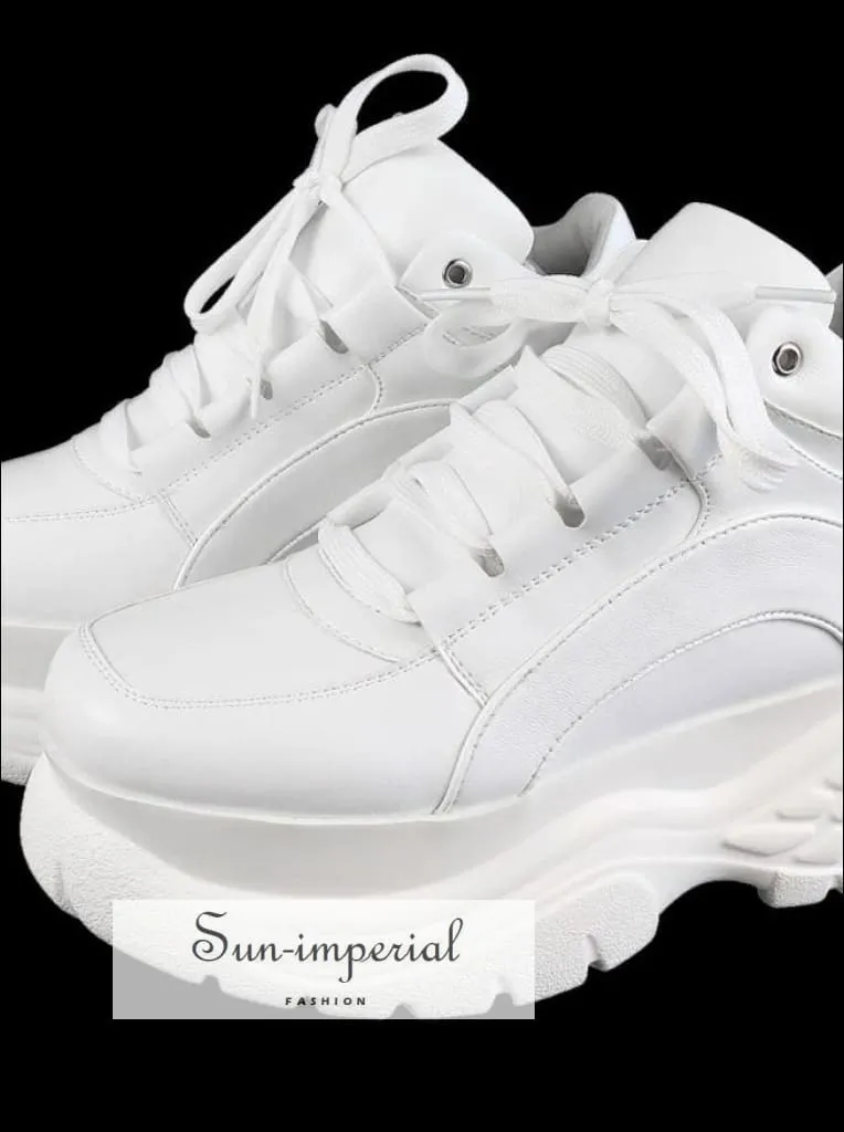 Women Sneakers Platform Sneakers Chunky Causal Shoes Leather Sports Shoes Sleek Sneakers
