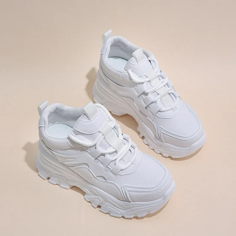 Women Sneakers Platform Sneakers Chunky Causal Shoes Leather Sports Shoes Dress Shoes Like Sneakers