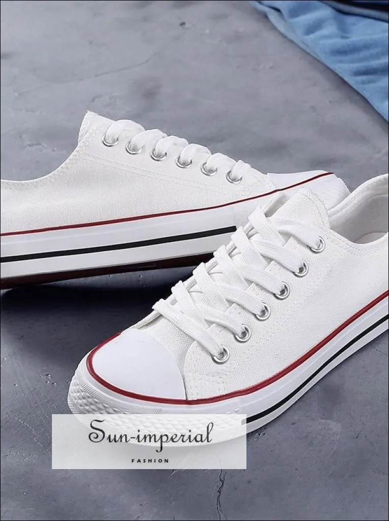 Women Solid Shoes Sneakers Lace-up Casual Shoes Breathable Walking Canvas Shoes Asics Sneakers