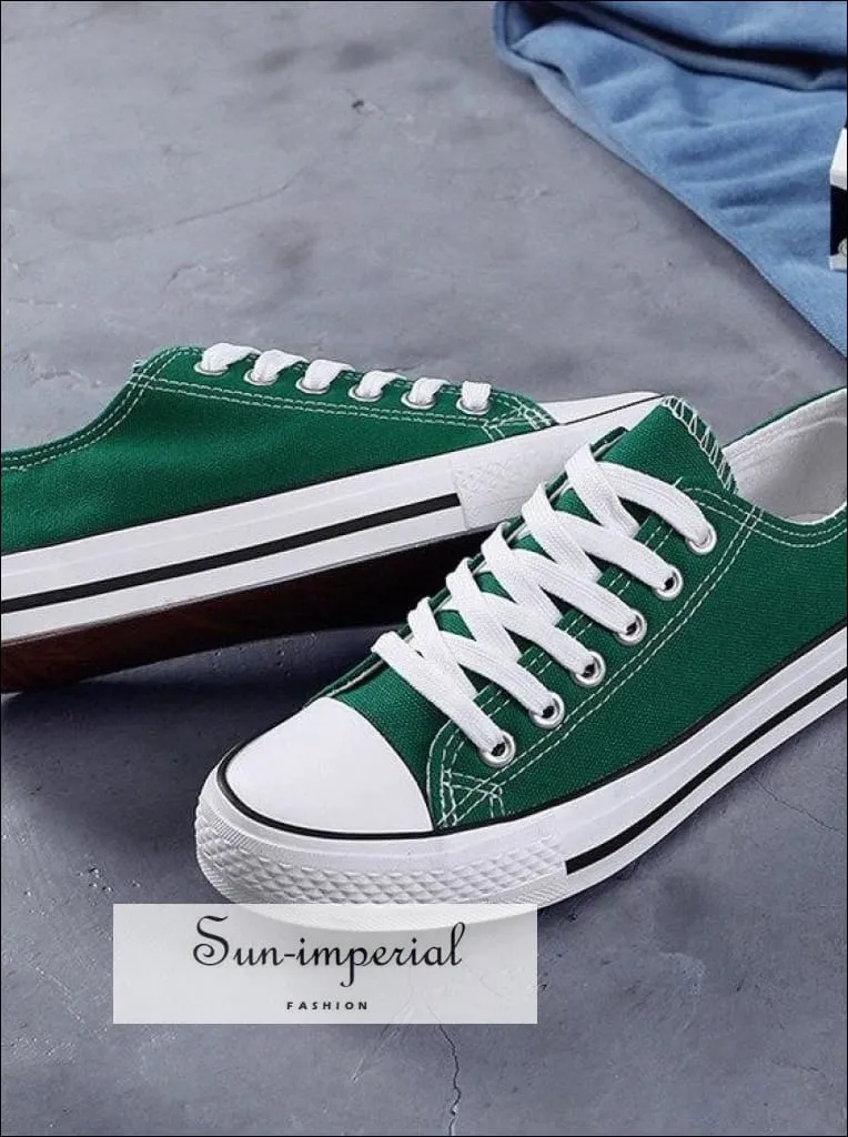 Vince Sneakers Women Solid Shoes Sneakers Lace-up Casual Shoes Breathable Walking Canvas Shoes