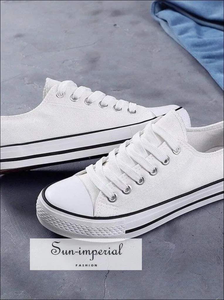 Women Solid Shoes Sneakers Lace-up Casual Shoes Breathable Walking Canvas Shoes Patrick Ewing Sneakers