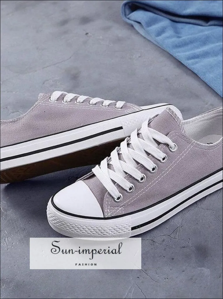 Women Solid Shoes Sneakers Lace-up Casual Shoes Breathable Walking Canvas Shoes Orange Sneakers