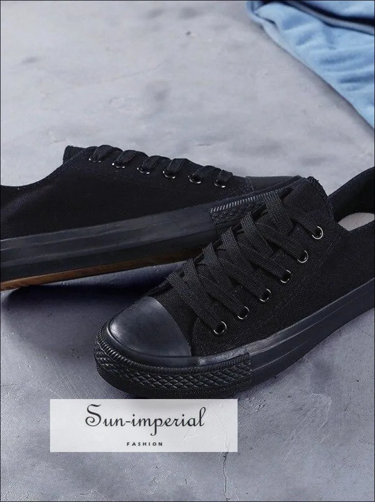 Women Solid Shoes Sneakers Lace-up Casual Shoes Breathable Walking Canvas Shoes Puma Ferrari Sneakers