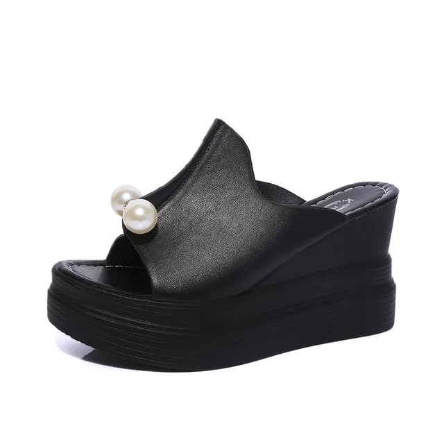 Closed Toe And Heel Sandals Women Summer Sandals Thick Heel Platform Wedges Sandals White Black High Shoes