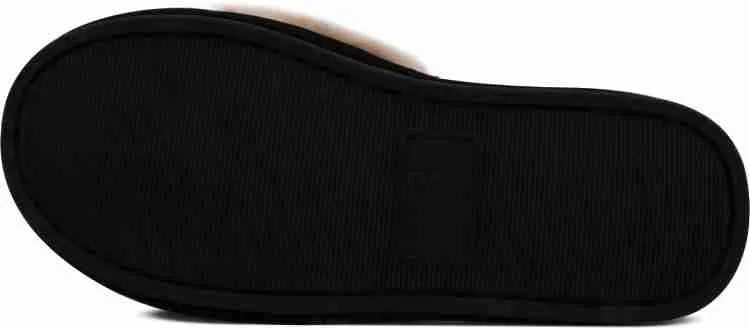 Women's Black Faux Fur Soft Fuzzy Slippers   B681569 Godfather Slippers