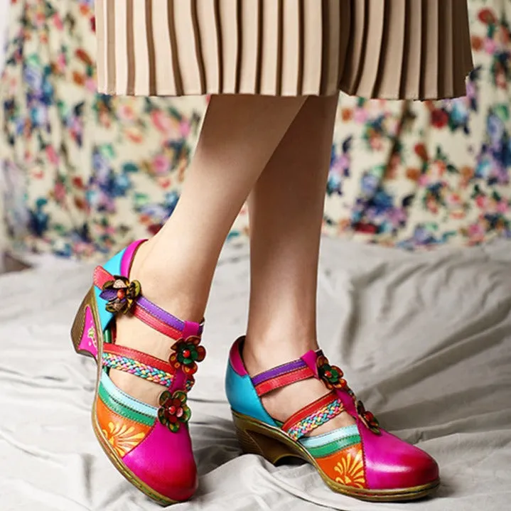 Most Comfortable Sandals For Problem Feet Womens Bohemian Leather Non-slip Heels Sandals