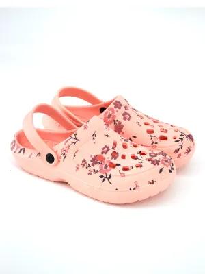 Women's Floral Clogs,Peach Quinceanera Slippers