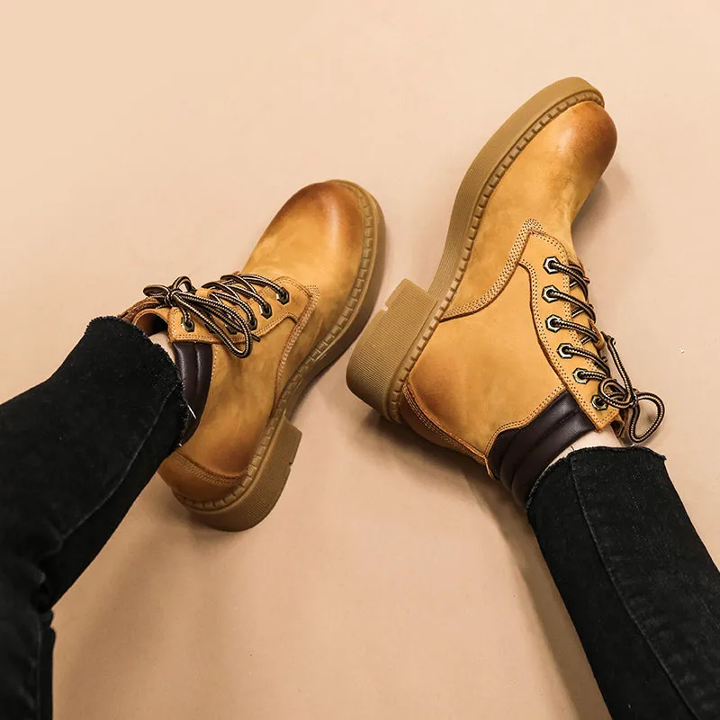 Women's Handmade High Lace-up Boot in Nubuck Calfskin in Light Tan Waterproof Magnanni Oxfords