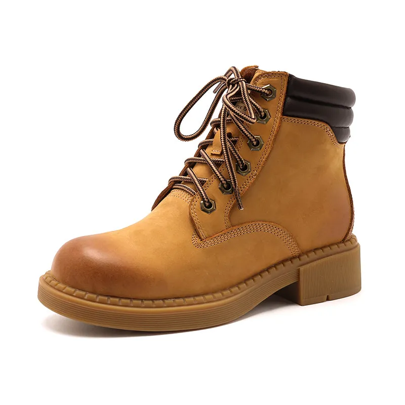 Hubbard's Off Main Oxford Al Women's Handmade High Lace-up Boot in Nubuck Calfskin in Light Tan Waterproof