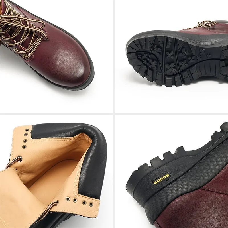 Oxfords With Shorts Women's High Top Combat Boots Cowhide Lace-up Ankle Boot in Yellow/Black/Purple